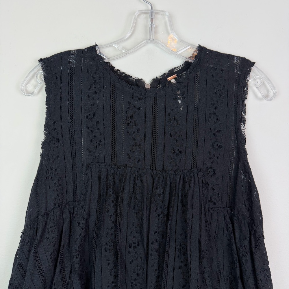 Free People Tu Es La Lace Babydoll Mini Dress in Black Size M - Picture 5 of 16